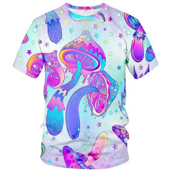 Мужская футболка с изображением Триппи-гриба, забавные детские футболки с 3D-принтом лесных эльфов, женская одежда, летняя повседневная одежда с короткими рукавами