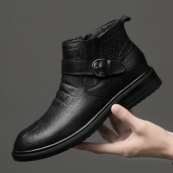 Мужские ботинки Chukka, водонепроницаемые кожаные повседневные оксфордские ботинки на шнуровке, повседневная мужская обувь