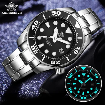 Мужские светящиеся часы Addies Dive с черным керамическим безелем из нержавеющей стали 316L, сапфировое стекло, автоматические часы NH35 200m Diver