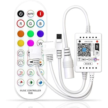 Музыкальный контроллер Wifi Smart RGB для светодиодной ленты + инфракрасный пульт дистанционного управления 24 беспроводными клавишами для цветных полосовых ламп