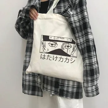 Мультяшные персонажи японского Аниме, Женская сумка для покупок, повседневная Большая винтажная женская сумка через плечо, Эко-сумки многоразового использования для рук