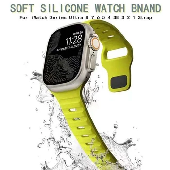 Мягкий Силиконовый Ремешок Для Apple Watch Band Ultra 2 49мм 44мм 45мм 42мм 41мм 42мм спортивный Ремешок Для Часов iwatch Serise 5 6 7 8 9 браслет