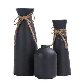 Набор керамических ваз для цветов, черно-белое украшение для гостиной, креативный прочный подарок в скандинавском стиле, настольные вазы из 3 шт.