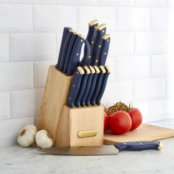 Набор кухонных ножниц Farberware с тройными заклепками из 15 предметов темно-синего и золотого цветов