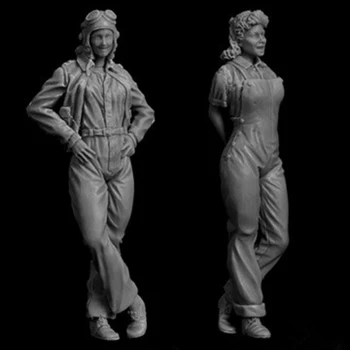 Набор моделей из смолы в масштабе 1/35, военная американская женщина-пилот и механик, Микроминиатюрная статуэтка, неокрашенная, в разобранном виде Хобби