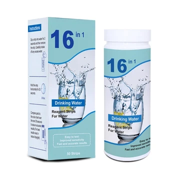 Наборы для тестирования питьевой воды 16 в 1 Высокочувствительные тест-полоски для определения уровня pH, жесткости, хлора, железа, нитрата меди