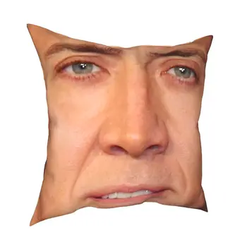 Наволочка для лица Николаса Кейджа, чехол для подушки из полиэстера, подарок, Наволочка для подушки Nicolas Cage Funny Face Meme, чехол для подушки Оптом 45 *45 см