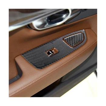 Наклейка на Панель Дверного Подлокотника с Кнопкой Подъема Оконного Стекла из Углеродного Волокна для Volvo S90 S90L 2017-2019 LHD