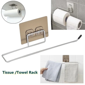 Настенный держатель для рулонов бумаги для ванной из нержавеющей стали, без сверления, подставка для присоски, Туалет, Кухонные инструменты, 1 шт