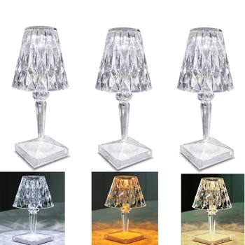 Настольная лампа ZK20 Diamond с акриловым декором, настольные лампы для спальни, прикроватный бар, хрустальные светильники, Подарочный светодиодный ночник