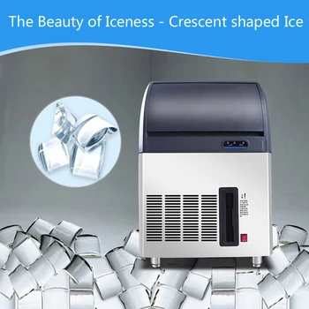 Настольный электрический льдогенератор 15 кг / 24 часа, коммерческая бытовая машина для приготовления кубиков льда в форме полумесяца, небольшой магазин чая с молоком