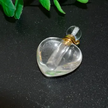 Натуральный полудрагоценный камень Прозрачный Кристалл в форме сердца Ожерелье-пасьянс Кулон Модный Женский флакон духов