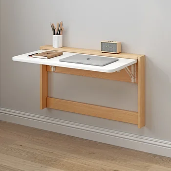 Невидимый настенный стол для ноутбука Складной стол из массива дерева Маленький семейный стол Многофункциональный настенный игровой стол