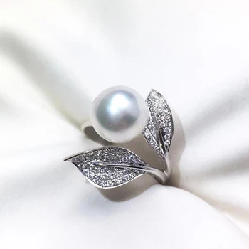 Недавно разработанные Huitan кольца с имитацией жемчужных листьев для женщин серебристого цвета, модные женские кольца, свадебные украшения для вечеринок
