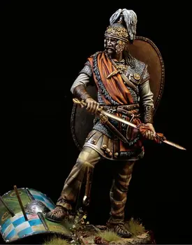 Неокрашенный комплект 1/24 75 мм древний человек-воин со щитом, 75 мм фигурка из смолы, миниатюрный гаражный комплект