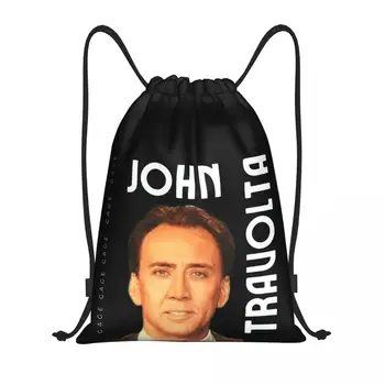 Николас Кейдж Джон Траволта Лицо 17 Графические винтажные сумки на шнурке, спортивная сумка, рюкзак на шнурке, уютный рюкзак в повседневном стиле