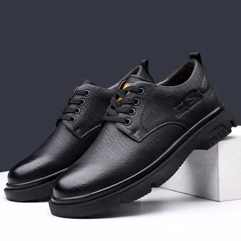Новая дизайнерская рабочая обувь большого размера для мужчин, модная повседневная обувь на платформе из натуральной кожи, мужская осенне-зимняя модельная обувь для мужчин