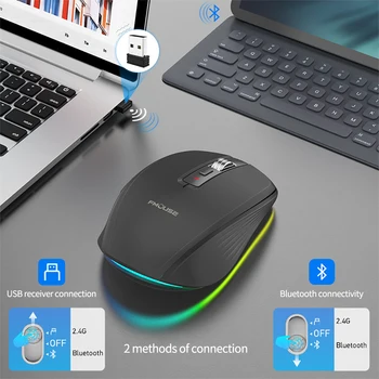 Новая перезаряжаемая беспроводная мышь Bluetooth, бесшумная беспроводная компьютерная мышь USB, эргономичная геймерская мышь для компьютера, ноутбука Macbook