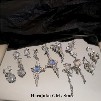 Новинка 2023 Года В корейской моде Goth Y2K, Милые Эстетичные Серьги с кристаллами в виде Ангела в виде сердца для женщин, Вечерние Украшения в стиле Гранж-ЭМО для девочек