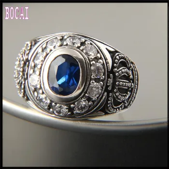 Новое кольцо из стерлингового серебра S925 с изысканной короной, инкрустированное ювелирными украшениями из циркона, подчеркивающее индивидуальность серебряное кольцо для мужчин и женщин