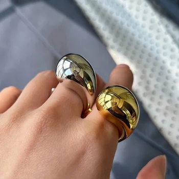 Новое кольцо с каплей воды из нержавеющей стали, Кольца металлического золотого цвета для женщин, bague acier, неокисляемые Аксессуары, Подарки для вечеринок
