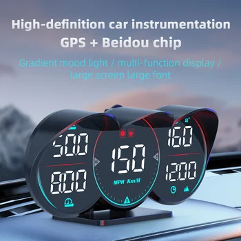Новый G17 HUD GPS Heads Up дисплей, ЖК-спидометр, измеритель наклона, сигнализация температуры воды масла в автомобиле, Диагностический измеритель скорости превышения