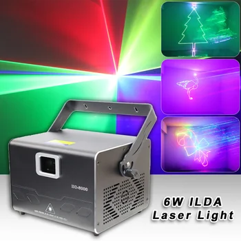 Новый RGB Лазер 6 Вт ILDA Анимационный Луч Линейный Сканер Проектор DMX Профессиональная Дискотека DJ Свадебная Вечеринка Бар Клуб Сценический Свет