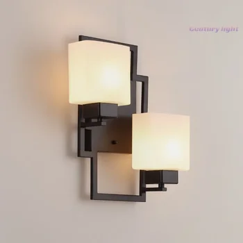 Новый настенный светильник в китайском стиле, прикроватная лампа для спальни, современный и минималистичный настенный светильник из матового стекла в коридоре