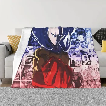 Одеяло из манги One Punch Man Фланель Дизайн аниме Сайтама Уютное Мягкое Флисовое Покрывало на кровать