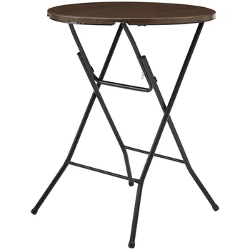 Опорные стойки 31-дюймовый круглый складной стол с высокой столешницей, уличный стол из орехового дерева, Складной стол для кемпинга