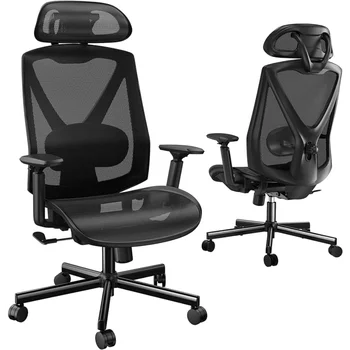 Офисное кресло HUANUO, эргономичное офисное кресло с сеткой, компьютерное кресло с двусторонней регулируемой поясничной поддержкой