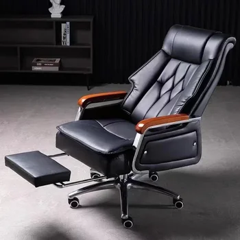 Официальное Новое Кресло руководителя HOOKI из натуральной кожи, кресло для домашнего офиса, Удобное Компьютерное кресло, Сиденье из воловьей кожи, Массажное кресло для кабинета