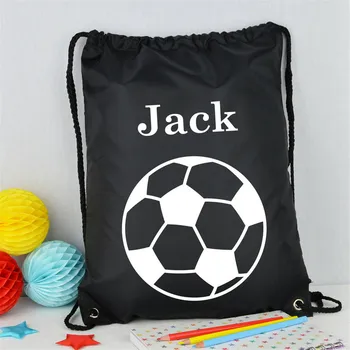 Персонализированная детская футбольная сумка School P.E Kit Bag С Пользовательским названием Детская Водонепроницаемая сумка на шнурке Спортивные принадлежности