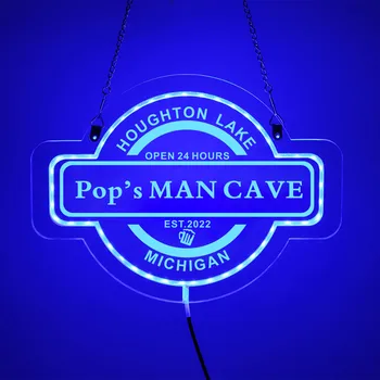 Персонализированная неоновая вывеска с именем Man Cave, светодиодная акриловая лампа для домашнего бара, украшение вечеринки, сменные цвета