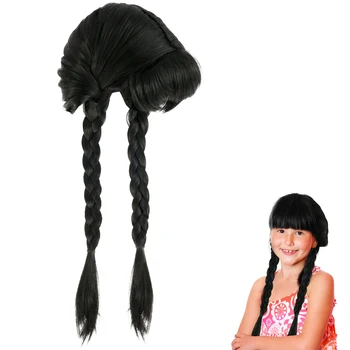 плетеные парики длиной 60 см, Дышащие Мягкие Удобные волосы, Реалистичный Парик для косплея, Термостойкий Черный Плетеный Парик для девочек и детей