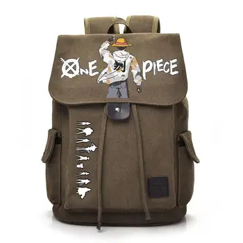 Плечи Аниме Мультфильм One Piece Luffy Zoro Y2K Студенческая школьная сумка большой емкости Ретро холщовая сумка Многофункциональная сумка для компьютера