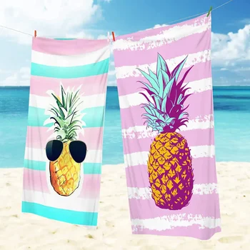 Пляжное полотенце с ананасом, тропическое купальное полотенце из микрофибры, Быстросохнущие двухсторонние бархатные банные полотенца для взрослых, турецкие без песка