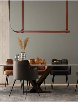 Подвесная люстра для ресторана Nordic, дизайнерский стол в магазине одежды, кожаная лампа для чайной комнаты