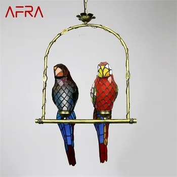 Подвесной светильник AFRA Tiffany Parrot с креативным дизайном, Подвесной светильник из цветного стекла для дома, спальни, кабинета, прохода. Декор