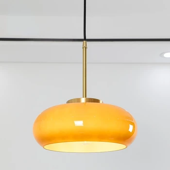 Подвесной светильник из японского бесшумного стекла, подвесной светильник скандинавского дизайнера Bauhaus, ресторанный бар, латунный средневековый островной светильник