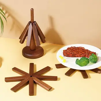 Подставки из дерева черного ореха для горячих блюд Набор подставок в форме дерева Подставка для чайника горячих кастрюль