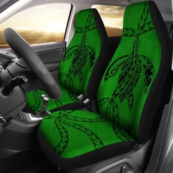 Полинезийские чехлы для автомобильных сидений Polynesian Tattoo Green Amazing Pack из 2 универсальных защитных чехлов для передних сидений