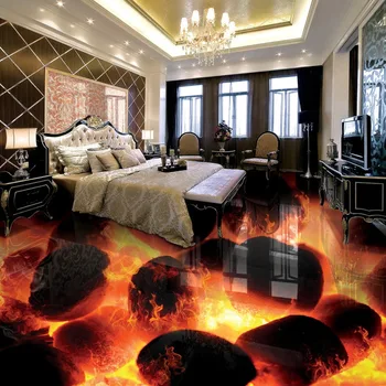 Пользовательские 3D-фрески на полу, 3D Стерео камни, Пламя, Спальня, гостиная, Самоклеящиеся Водонепроницаемые 3D-напольные плитки, Фрески, обои