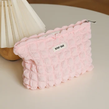 Портативная женская косметичка Pink Cloud Bubble, большая сумка для хранения, дорожная сумка для туалетных принадлежностей, холщовая сумка с двойным вкладышем, стиль Ins