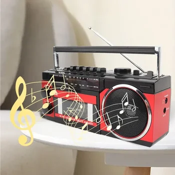 Портативный Динамик FM-радио Ретро Магнитофон Беспроводной Bluetooth 5,0 Музыкальный Плеер Открытый Многополосный Радиоприемник AM/FM/USB MP3 Boombox