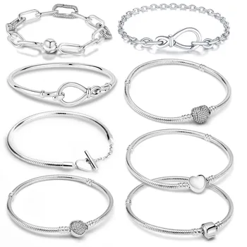 Посеребренный Оригинальный браслет Me Подходит бренду Me Charm Beads Fashion Infinity Knot, женский браслет, ювелирные изделия