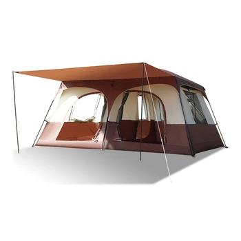 Походная палатка с 2 комнатами, большая семейная палатка-хижина, дышащая и непромокаемая для кемпинга на открытом воздухе, пеших прогулок, пеших походов, пляжа