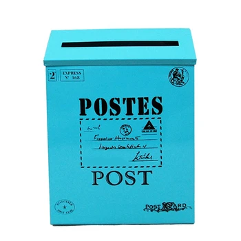 Почтовый ящик для писем, Старинный металлический почтовый ящик, устойчивый к ржавчине, почтовый держатель, подходящий для наружного синего цвета