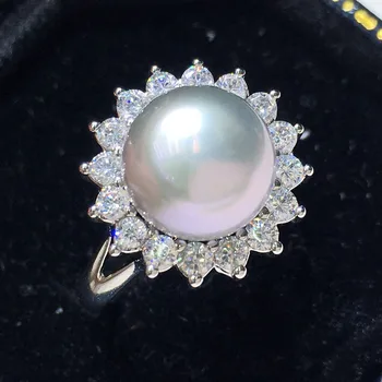 Пресноводный жемчуг Модный серый 9-10 18-Каратное позолоченное ювелирное изделие Простое классическое кольцо