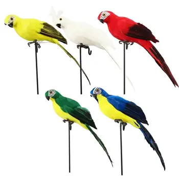 Привлекательные Декоративные Фигурки искусственных птиц для сада Уникальный дизайн Реалистичный Попугай Красочные Птицы из перьев Для украшения сада